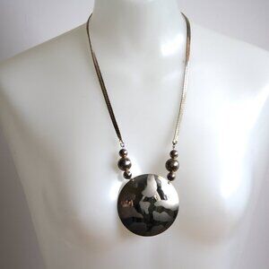 Vintage 1970s Large Disk BoHo necklace Statement piece Hippie Minimalist Chunky